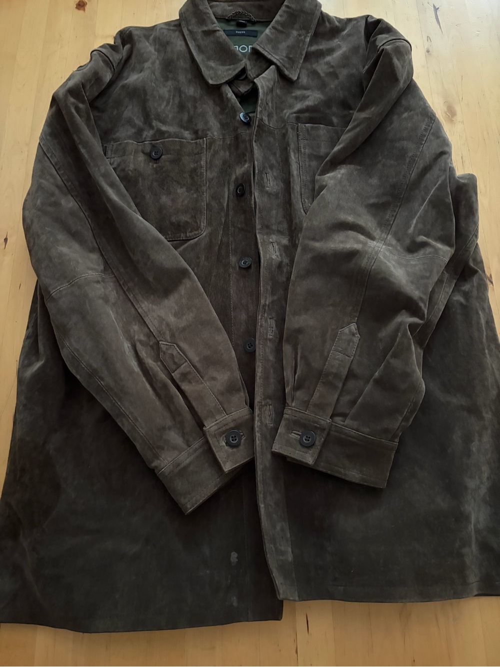 Men's Green Suede Button-Front Jacket